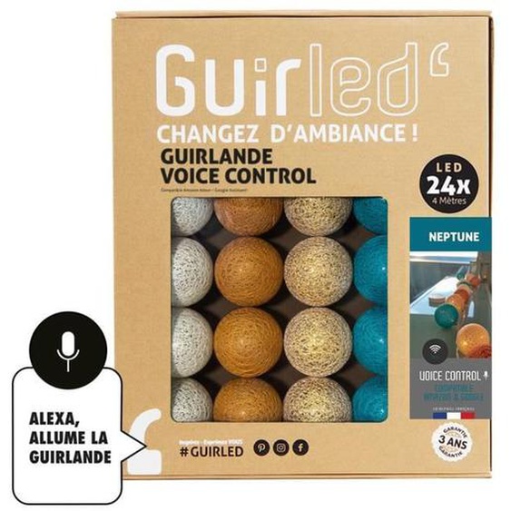 Neptune Commande Vocale Guirlande lumineuse boules coton Google & Alexa