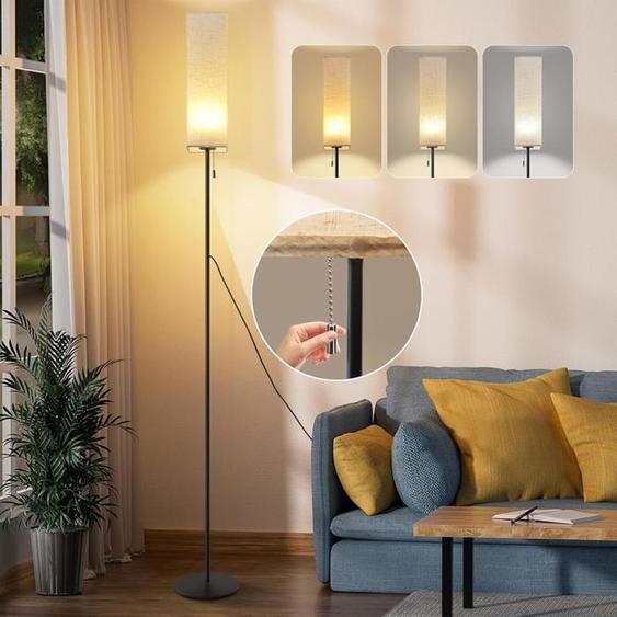 Nettlife Lampadaire salon LED lampadaire : Lampadaire dimmable lampadaire vintage abat-jour beige 3000K-6500K