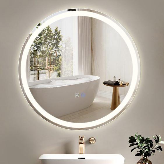 Nettlife Miroir salle de bain miroir de salle de bain avec éclairage - Miroir de salle de bain LED rond 70cm