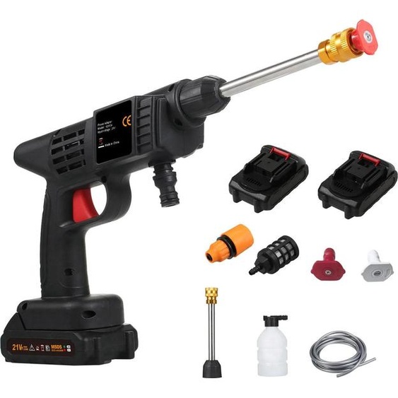 Nettoyeur à pression, 150 PSI, sans fil, noir, fonctionne sur piles