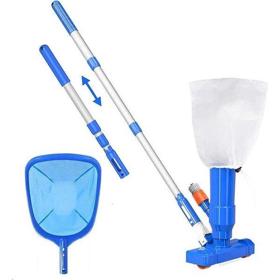 Nettoyeur de piscine télescopique en acier de 90 cm avec lame de coupe - aspirateur de piscine portable - aspirateur à vide avec tête de pulvérisation - pulvérisateur de nettoyage pour piscines, spas, bassins et jacuzzis