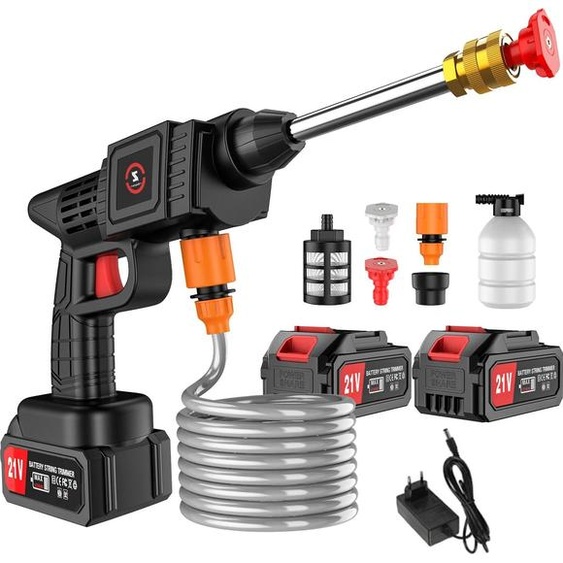 Nettoyeur haute pression à batterie, 70 BAR de pression, 60 minutes dautonomie, 2 * batterie 20000mAh