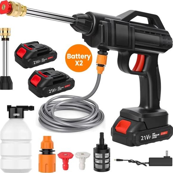 Nettoyeur haute pression, design sans fil, applications multiples, avec 2 batteries, fonctionne sur batterie