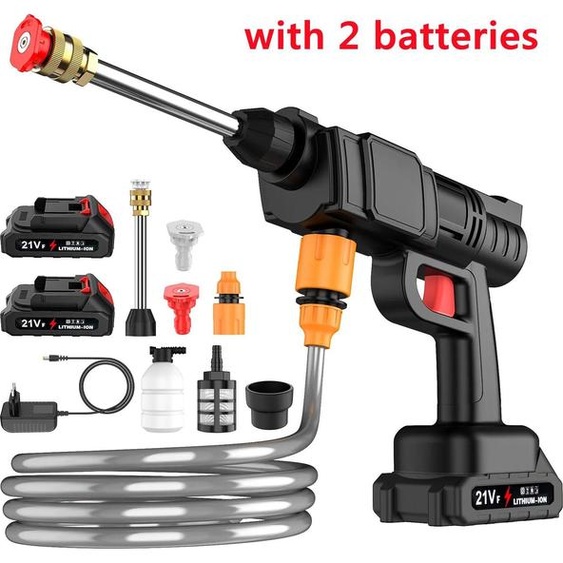 Nettoyeur haute pression, design sans fil, applications multiples, set C - 2 batteries, fonctionne sur batterie