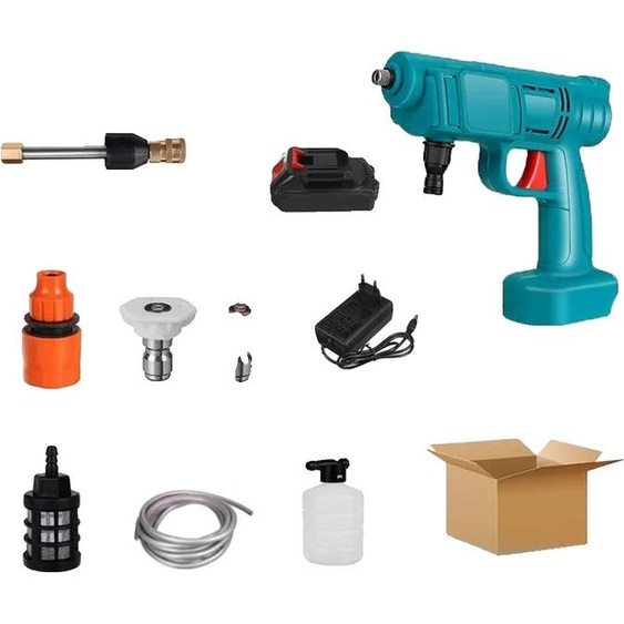 Nettoyeur haute pression rechargeable, puissance 1000W, débit deau réglable, avec batterie prise EU