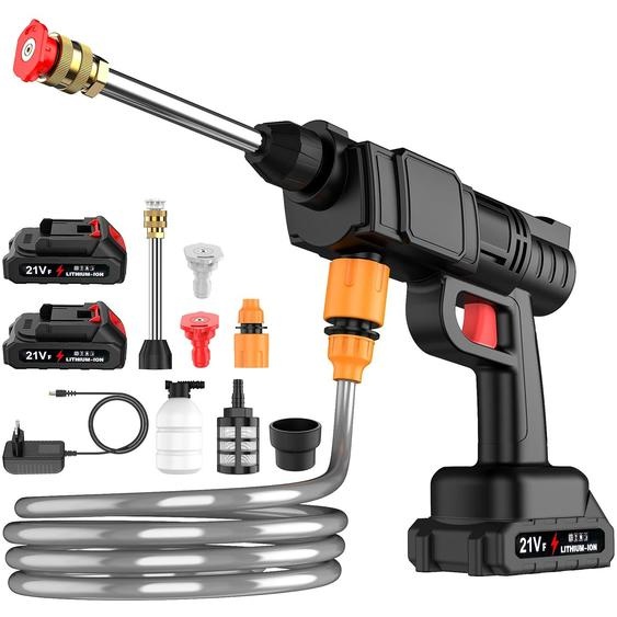 Nettoyeur haute pression sans fil - Pistolet à jet deau pour le lavage automobile - 50 bars - 21 V - 2 batteries - Modèle 3