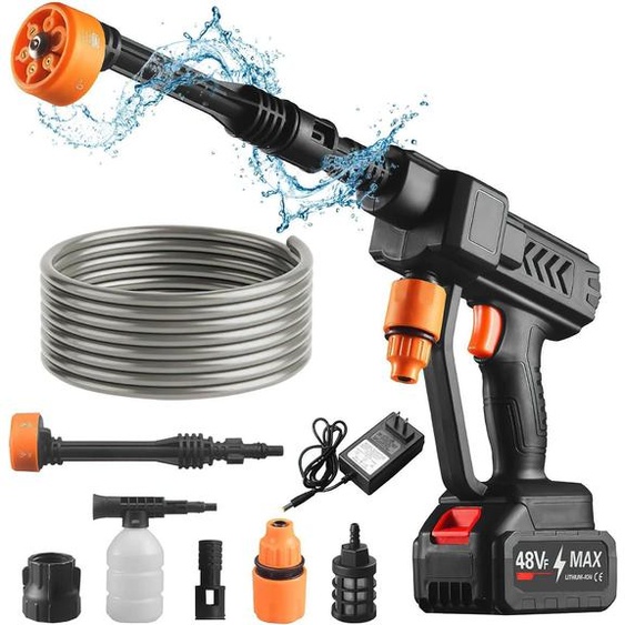 Nettoyeur haute pression sans fil, pistolet pulvérisateur, compatible avec la batterie Makita 18V, orange, 1 batterie incluse