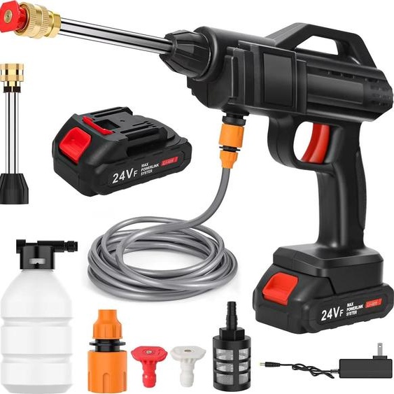 Nettoyeur haute pression sans fil - Pistolet pulvérisateur pour lavage de voiture - 1500 W - Batterie 18 V - Avec 1 batterie - Portable - Or