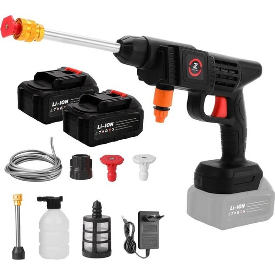 Nettoyeur haute pression sans fil rouge, pistolet pulvérisateur 200 W 50 bars pour voiture, compatible avec batterie Makita 18 V