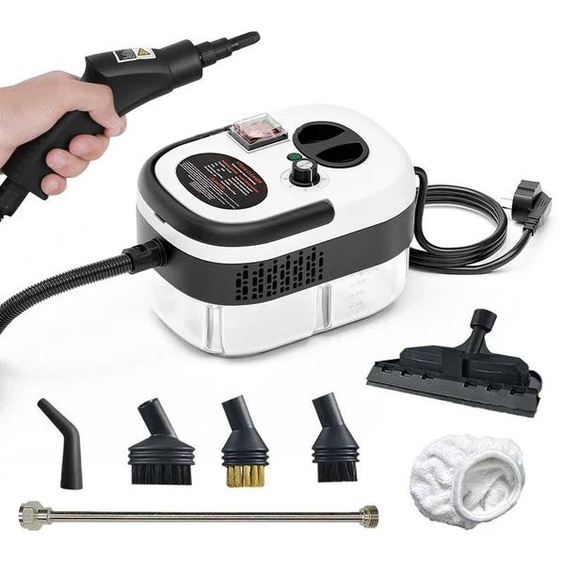 Nettoyeur vapeur - Appareil portable 2500 W - Vapeur sèche haute pression - Pour la maison, la cuisine, la voiture - Avec télécommande - Couleur blanc perle - Prise EU 220V