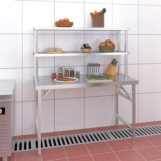 NEW*Table de travail de cuisine - Plan de travail avec étagère 120x60x145 cm Inox CHY376680