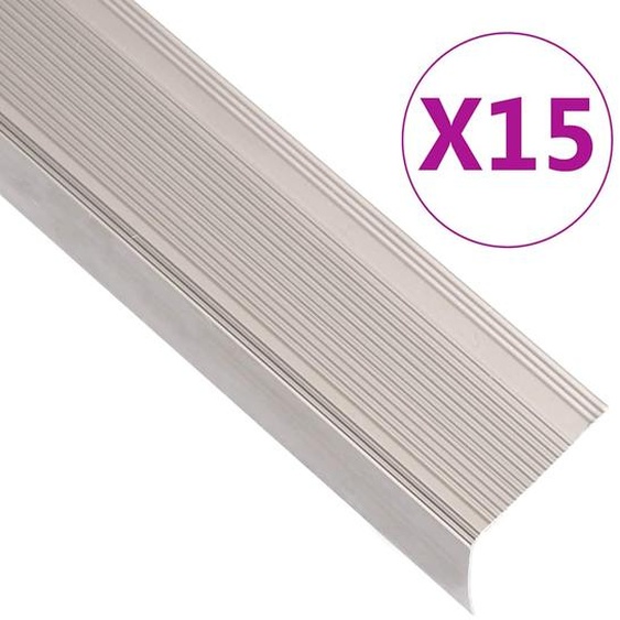 Nez de marche forme en L 15 pcs aluminium 100 cm champagne