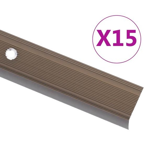 Nez de marche forme en L 15 pcs aluminium 100 cm marron