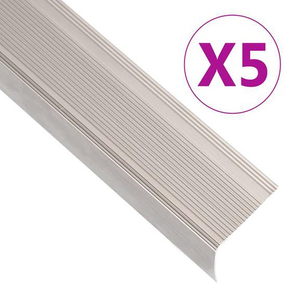 Nez de marche forme en L 5 pcs aluminium 100 cm champagne