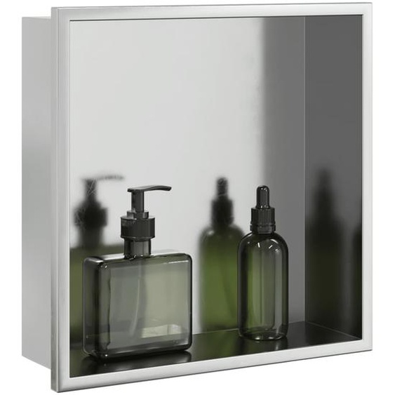 Niche de douche argenté brossé 32x32x9 cm acier inoxydable
