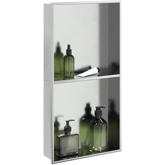 Niche de douche argenté brossé 32x62x9 cm acier inoxydable