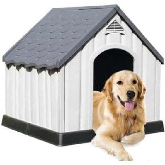 Niche dextérieur - Niche pour grands chiens en plastique résistant aux intempéries 101,0 x 97,0 x 99,0 cm - Blanc + Bleu - XL