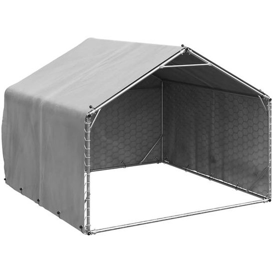 Niche dextérieur pour chien avec couvercle 2 x 2 x 1,5 m en acier galvanisé