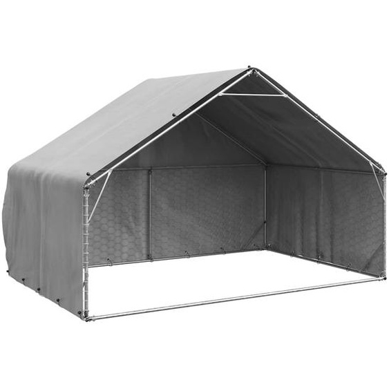 Niche dextérieur pour chien avec couvercle, 3 x 2 x 1,9 m, acier galvanisé