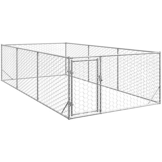 Niche dextérieur pour chien avec porte, 2 x 4 x 1 m, acier galvanisé