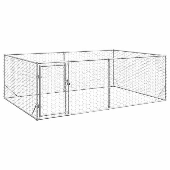 Niche dextérieur pour chien avec porte, 3 x 2 x 1 m, acier galvanisé