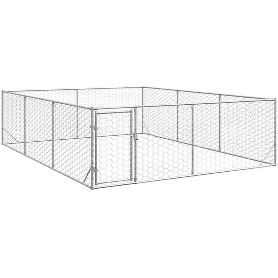 Niche dextérieur pour chien avec porte, 3 x 4 x 1 m, acier galvanisé