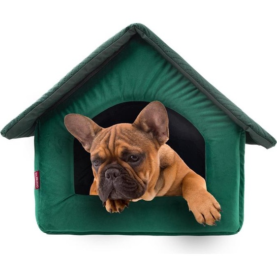 Niche élégante pour chiens, niche pour chiens | Taille M : 33 x 40 x 33 cm | Couleur : Vert Velvet | Niche pour chiens de petite et moyenne taille | Niche pour chats, niche pour chats