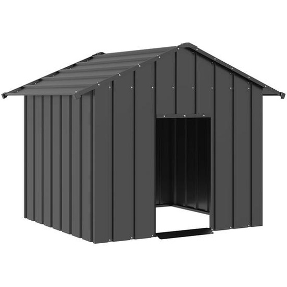 Niche pour chien avec toit noir 131x101x102 cm acier galvanisé