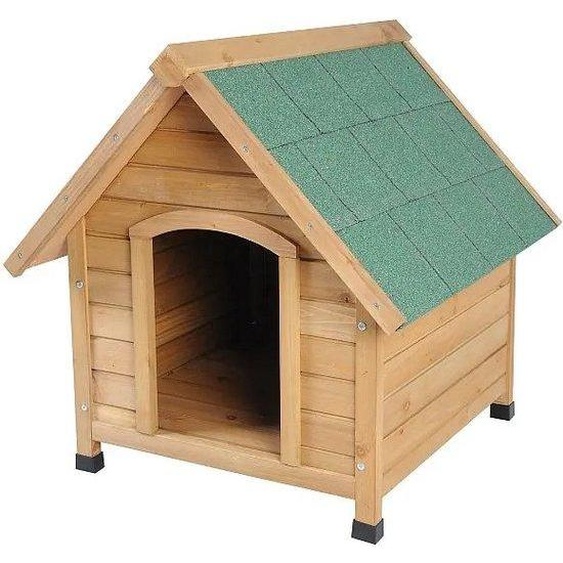 Niche pour chien en bois massif - Résistante aux intempéries - Taille S - 76 x 76 x 72 cm - Marron clair - Pour toutes les saisons