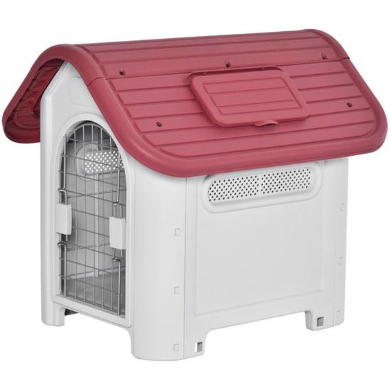 Niche pour chien Fortuna Lai Outdoor, niche avec trappe de toit, porte, abri pour petits chiens, cage pour petits animaux, circulation dair, imperméable, rouge