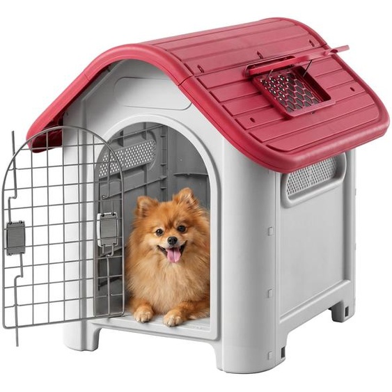 Niche pour chien PawHut dextérieur avec lucarne pour petits chiens, en métal et plastique