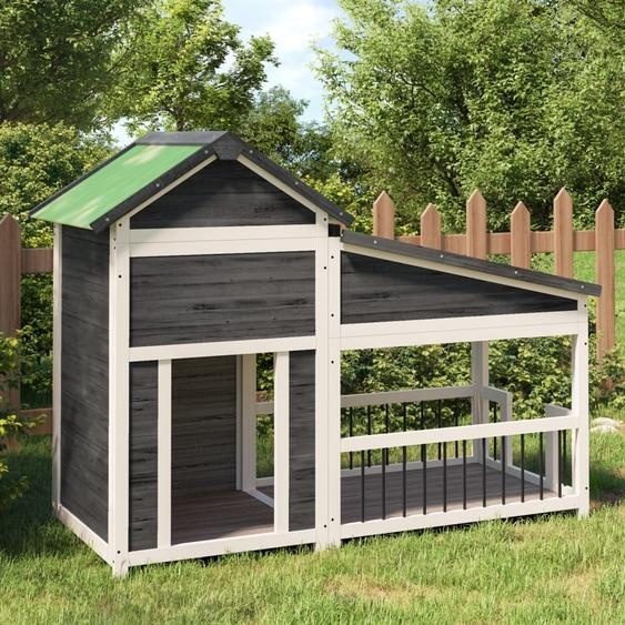 Niche pour chien The Living Store, gris, 143 x 60,5 x 109 cm, en pin massif