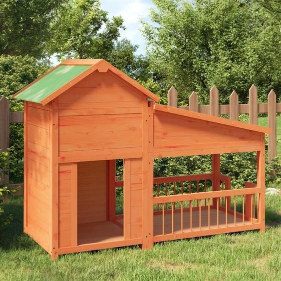 Niche pour chien The Living Store, marron, 143 x 60,5 x 109 cm, en pin massif