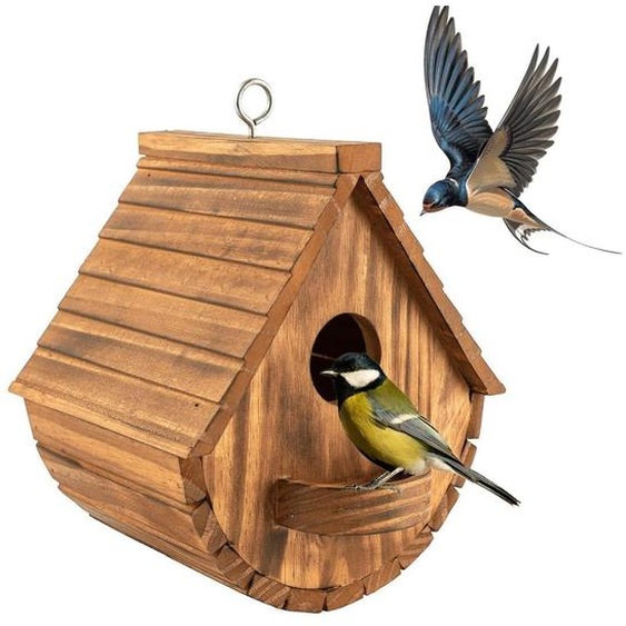 Nichoir en bois de pin pour oiseaux sauvages, résistant aux intempéries, dimensions : 21,3 x 15 x 19,8 cm