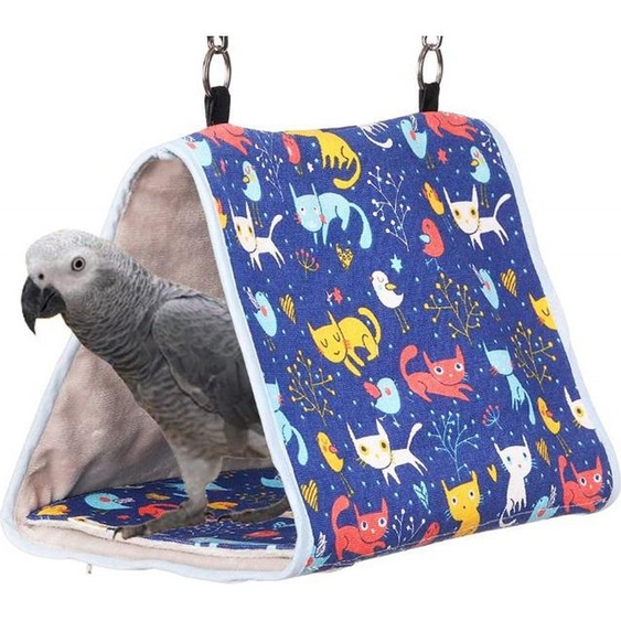 Nichoir et distributeur de nourriture, maison de repos familiale, peluche chaude, jouet hamac pour perroquets (jaune)