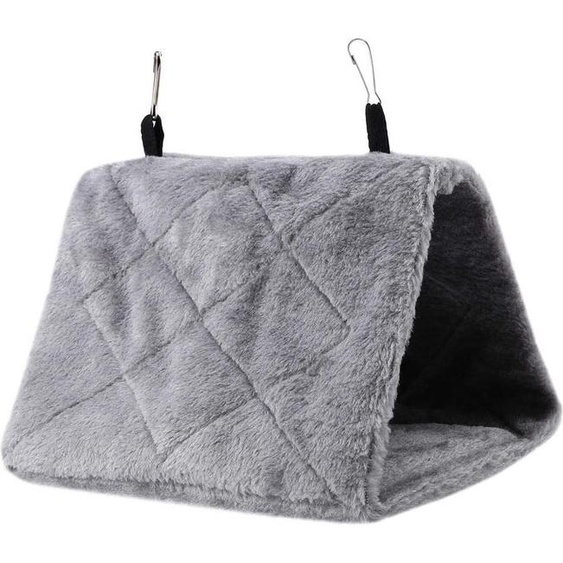 Nichoir et distributeur de nourriture, ranch familial, peluche chaude, jouet hamac pour perroquets (gris)