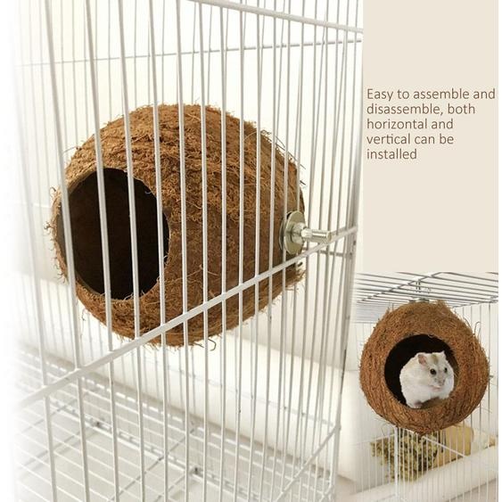 Nichoir pour perroquet, maison en coque de noix de coco naturelle, cage, mangeoire, pour perruches, oiseaux et hamsters