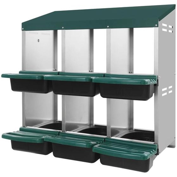 Nichoir pour poules, 6 compartiments, design durable, couleur verte
