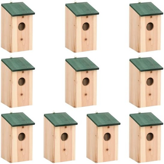 Nichoirs 10 pcs Bois de sapin massif 12x12x22 cm