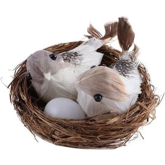 Nid décoratif Unyqoos® avec oiseau et œufs artificiels – Nid réaliste en mousse artificielle et en plumes, idéal pour les projets de bricolage, la décoration intérieure et les compositions florales