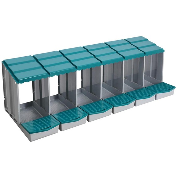 Nid pour poules - Cage à œufs de 6 places - Plastique - Autoportante ou à fixer au mur - En une rangée - Avec couvercle - Vert