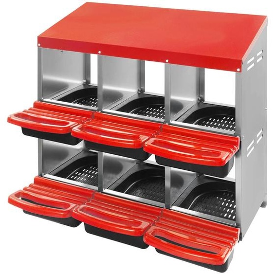 Nid pour poules - Cage à œufs en plastique pour 6 poules - 2 niveaux - Peut être posée au sol ou fixée au mur - Avec couvercle - Rouge - Dual Tier