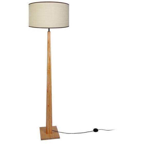 NIDRA-Lampadaire droit bois  naturel,blanc Abat-jour: cylindre tissu blanc 1 ampoule E27 inspiration nordique P40xD40xH156cm