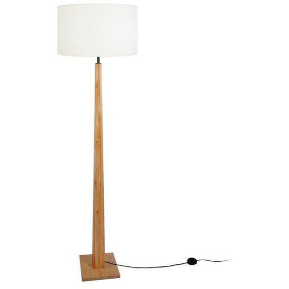 NIDRA-Lampadaire droit bois  naturel,noir Abat-jour: cylindre tissu écru 1 ampoule E27 inspiration nordique P40xD40xH156cm