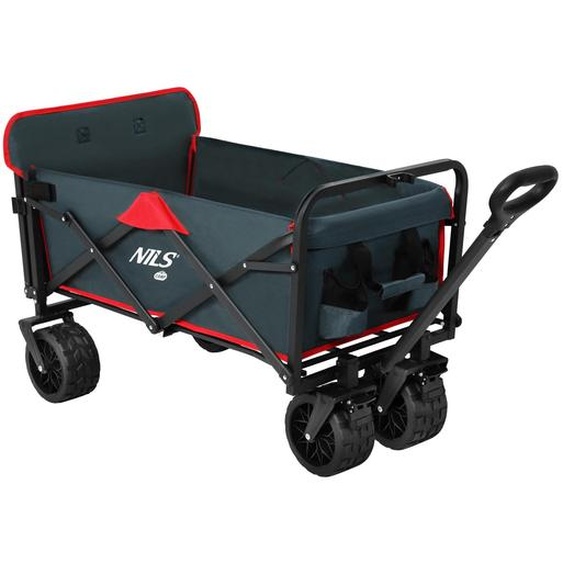 Nils Camp NC2601 Chariot à bras pliable 160L cadre en acier Oxford 600D grandes roues pliable Chariot de transport extérieur
