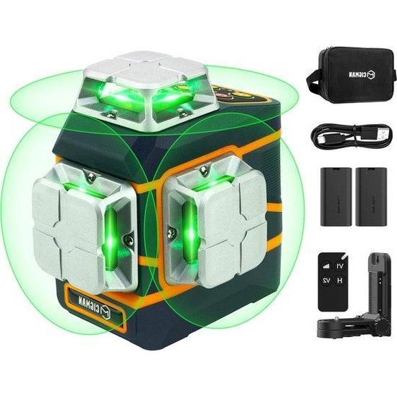 Niveau à bulle laser vert à 360 degrés (x3)