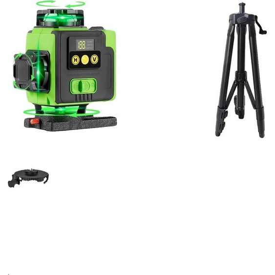 Niveau laser, 16 lignes, piles rechargeables, kit vert