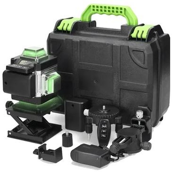 niveau laser 4D 16 lignes, système de nivellement automatique 3°, trépied réglable en hauteur de 1,2 m, type F noir 2/li/ul/div