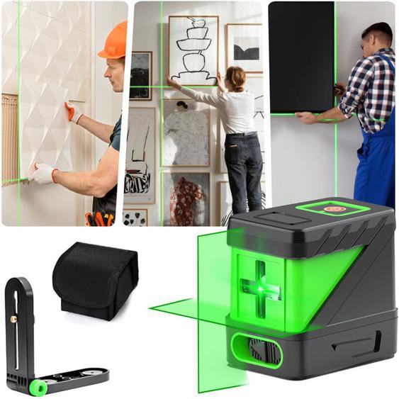 Sdlogal - Niveau Laser Croix Vert Commutable Ligne Laser Auto-nivellement, avec Base, Ligne Croix/Horizontale/Verticale, 20m, pour Intérieur