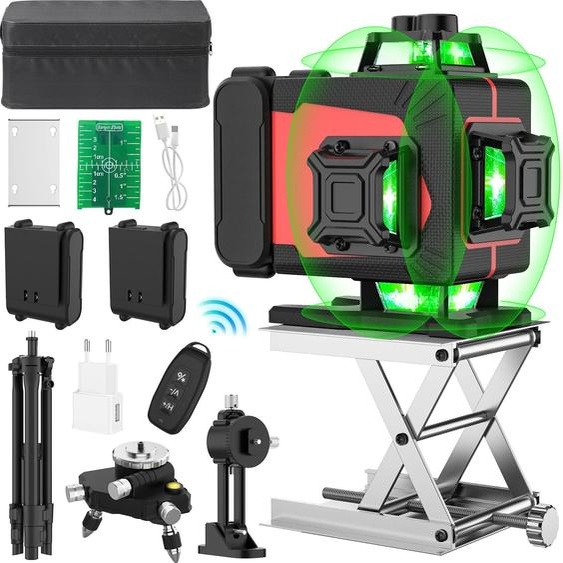 Niveau laser, faisceau VERT, vertical & horizontal, 16 lignes